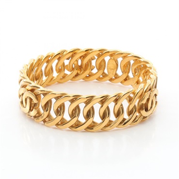 CHANEL COCO Mark Bangle Gold Plated Used Women CC
