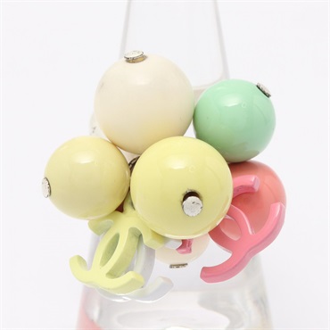 CHANEL COCO Mark Ring Stainless Steel Plastic Multicolor Used US size 6.25