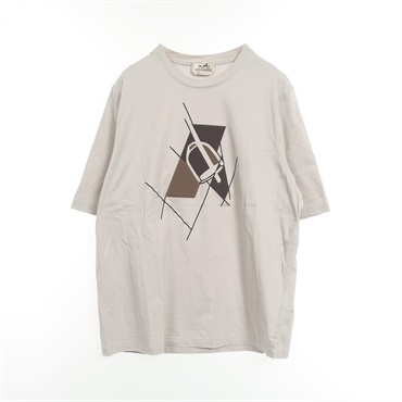 HERMES Etrier en Fragments T-shirt cotton Gray Used mens size M