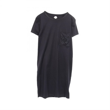 HERMES Dress cotton Navy Used Women size 34