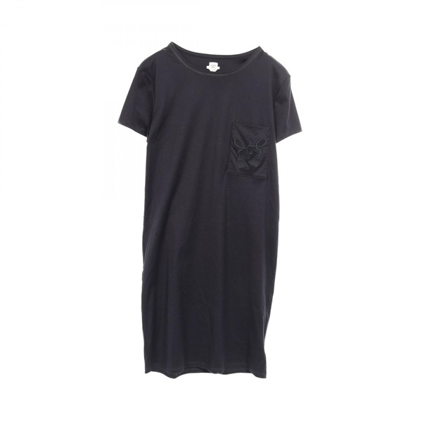HERMES Dress cotton Navy Used Women size 34
