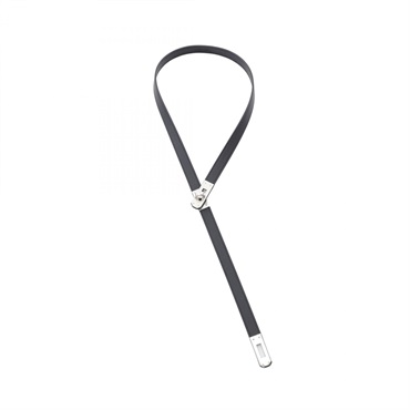 HERMES Tie Necklace Kelly choker leather Black Used Women SHW