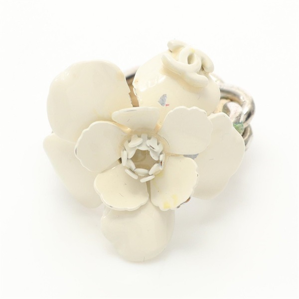 CHANEL Camelia Ring Stainless Steel Fabric White Used women US size 6