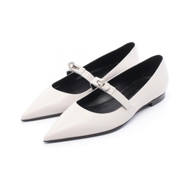 HERMES Kelly Ballet Flat Shoes pumps leather Gray Gris clar Used Women size 36