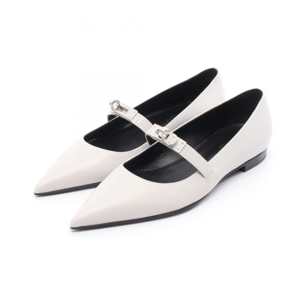 HERMES Kelly Ballet Flat Shoes pumps leather Gray Gris clar Used Women size 36