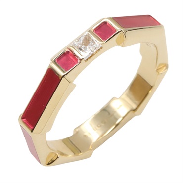 GUCCI Link to love ring #5.5 US size 18K Yellow Gold diamond Used