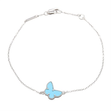 Van Cleef & Arpels Sweet Alhambra Papillon Bracelet Turquoise 18KWG Gold used
