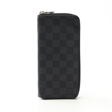 LOUIS VUITTON Zippy Vertical Wallet Long Purse N63095 Damier Graphite Black LV