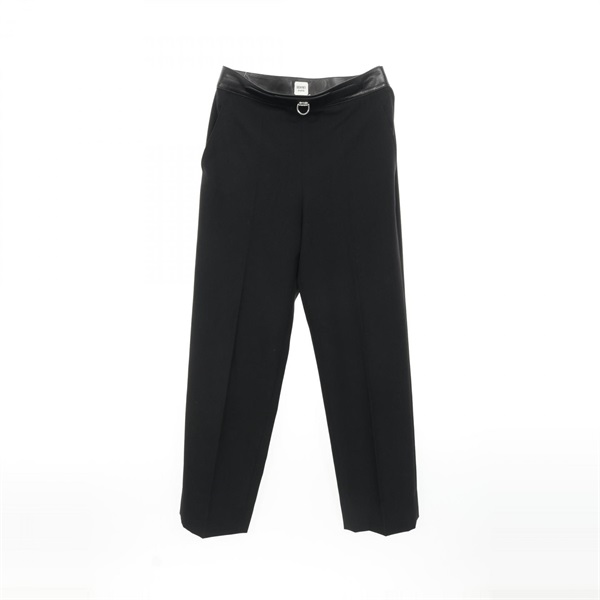 HERMES Pants wool Lamb leather Black Used Women ＃38