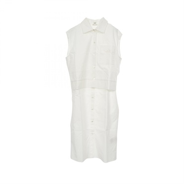 HERMES Caleche shirt dress sleeveless cotton White Women #34