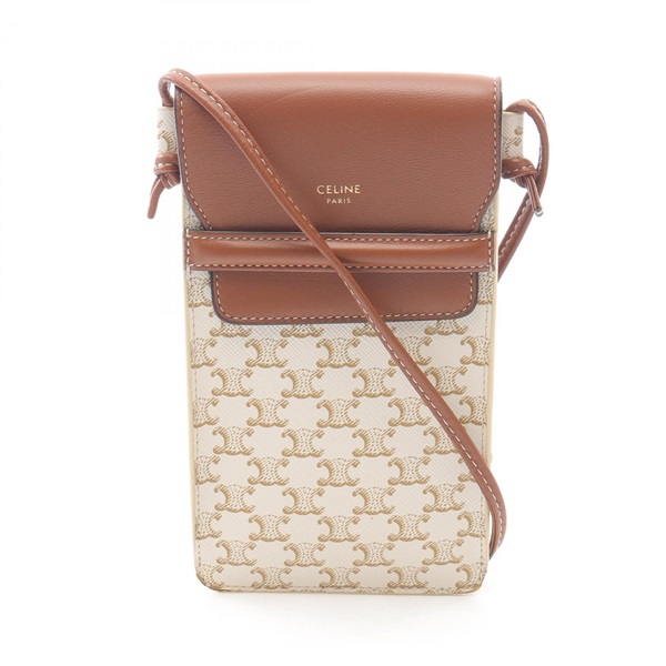 CELINE Triomphe Phone Pouch Shoulder Bag 10G332CQD.01TA canvas leather Used
