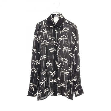 CHANEL Blouse Shirt P10219V06401 Silk Black Beige Size 38 Used Women