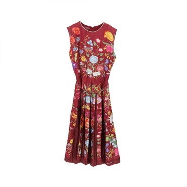 GUCCI flora Dress sleeveless 825277 silk Bordeaux Multicolor Used Women #40