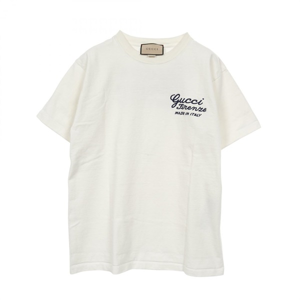 GUCCI Embroidery T-shirt short sleeve 782762 cotton White Used mens #S