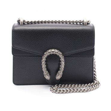 GUCCI Dionysus GG Supreme Small Chain Shoulder Bag 421970 Leather Black Used