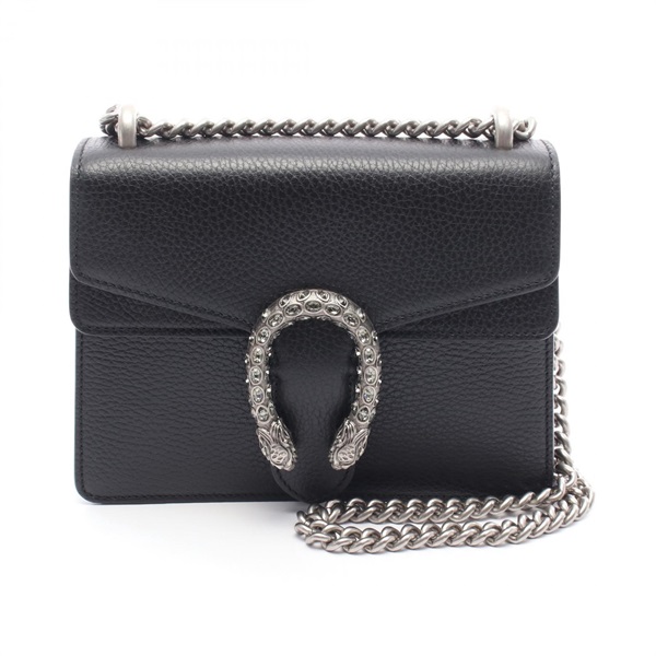 GUCCI Dionysus GG Supreme Small Chain Shoulder Bag 421970 Leather Black Used
