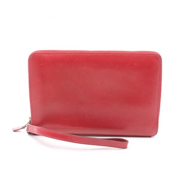 HERMES Charlie Travel Case Kong wallet Box calf leather Rouge vif Used Women C