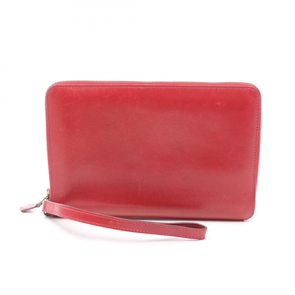 HERMES Charlie Travel Case Kong wallet Box calf leather Rouge vif Used Women C