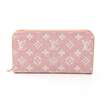 LOUIS VUITTON Zippy around long wallet M81182 Monogram Jaguar Denim Pink Used LV
