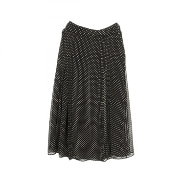 BURBERRY Polka Dot Midi Skirt 4068658 silk Black Beige Size UK2 Used Women