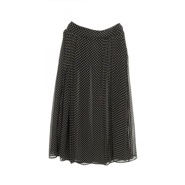 BURBERRY Polka Dot Midi Skirt 4068658 silk Black Beige Size UK2 Used Women