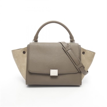 CELINE Trapeze Small Shoulder Handbag 174683 leather Suede Beige greige Used