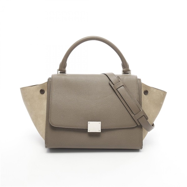CELINE Trapeze Small Shoulder Handbag 174683 leather Suede Beige greige Used