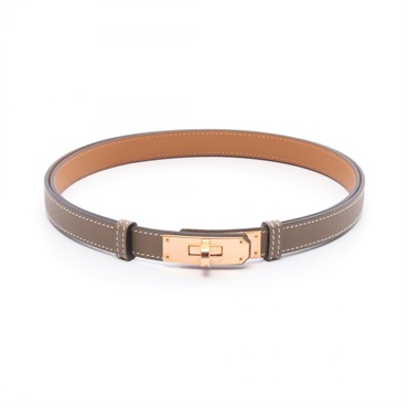 HERMES Kelly belt  Epsom leather Brown Etoupe Grey Used Women GHW B
