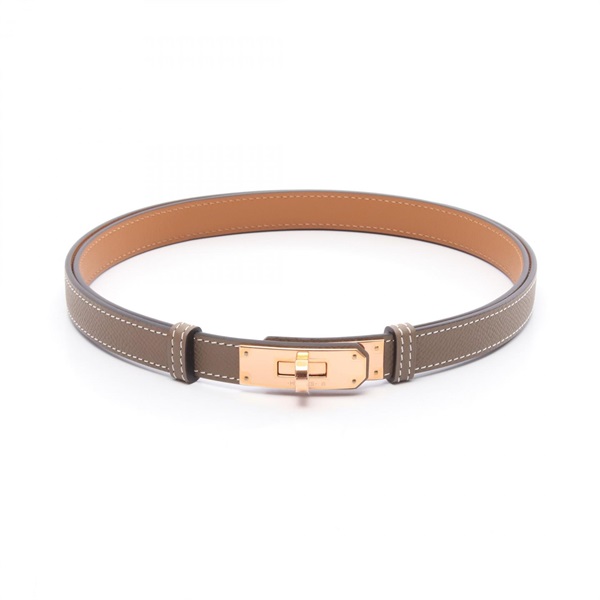 HERMES Kelly belt  Epsom leather Brown Etoupe Grey Used Women GHW B