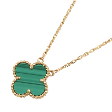 Van Cleef & Arpels Vintage Alhambra Necklace 18KYG Yellow Gold Malachite Green