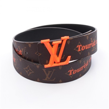 LOUIS VUITTON LV Pyramid Ceinture Belt MP304 Monogram Canvas Leather Brown Used