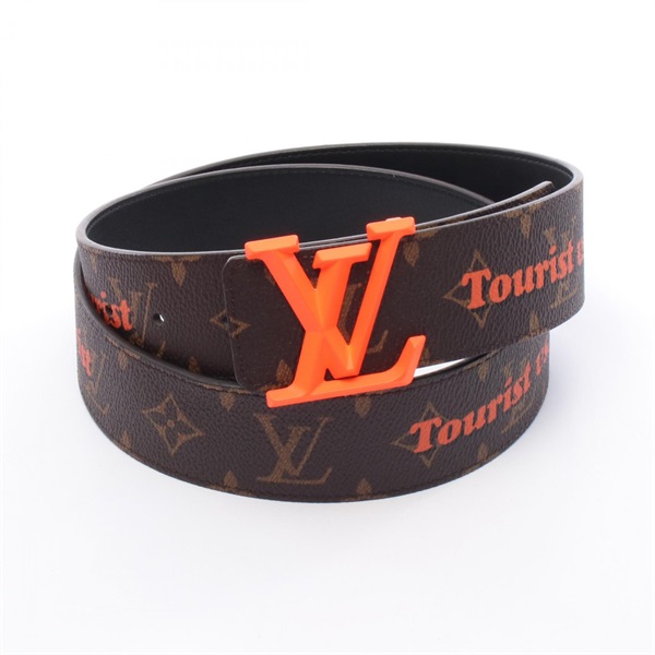 LOUIS VUITTON LV Pyramid Ceinture Belt MP304 Monogram Canvas Leather Brown Used