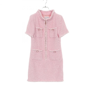 CHANEL COCO Mark button Dress P60363V45809 Nylon wool Pink Used Women size
