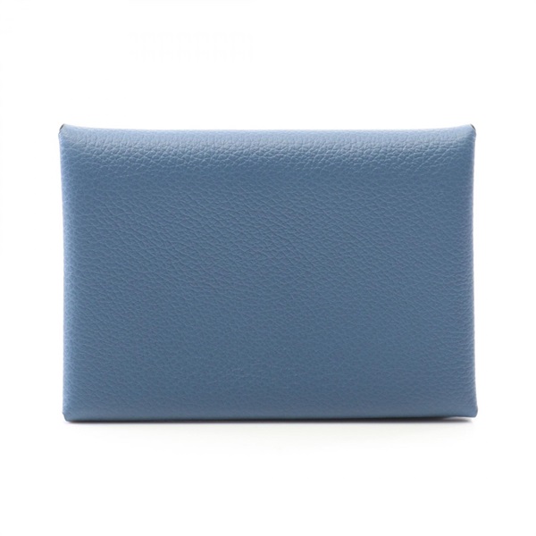 HERMES Calvi duo coin purse wallet Evercolor leather Blue agate Used Women SHW K
