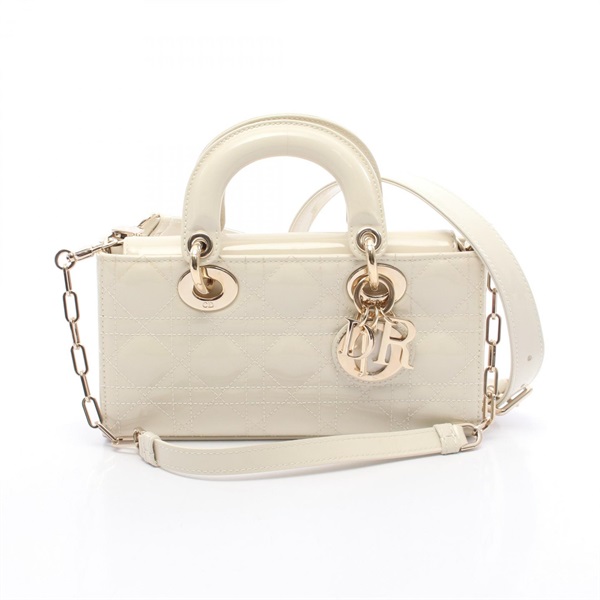 Christian Dior Lady D-Joy Small Handbag M0613ONUL_M900 Patent leather White Used