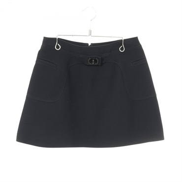 Christian Dior CD Buckle Mini skirt 141J44A1166 wool silk Black Size 38 Women