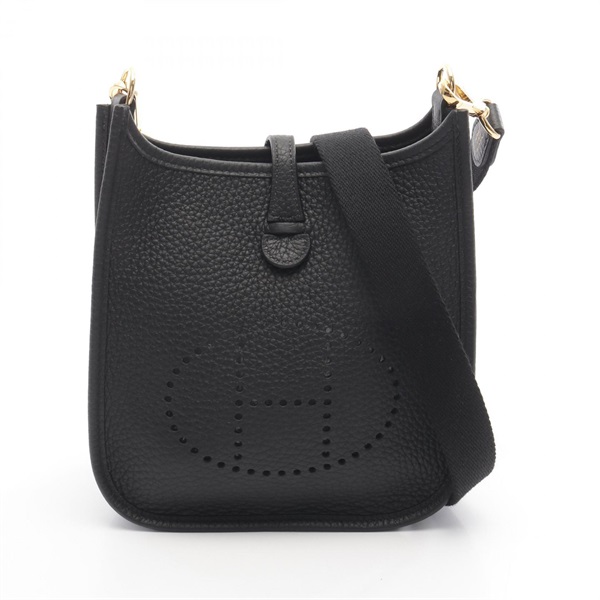 HERMES Evelyne TPM Amazon Shoulder Bag Clemence leather Black Used Women K GHW