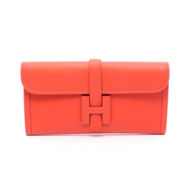 HERMES Jige Elan 29 Business clutch bag Swift leather Red Capucine Used Women T