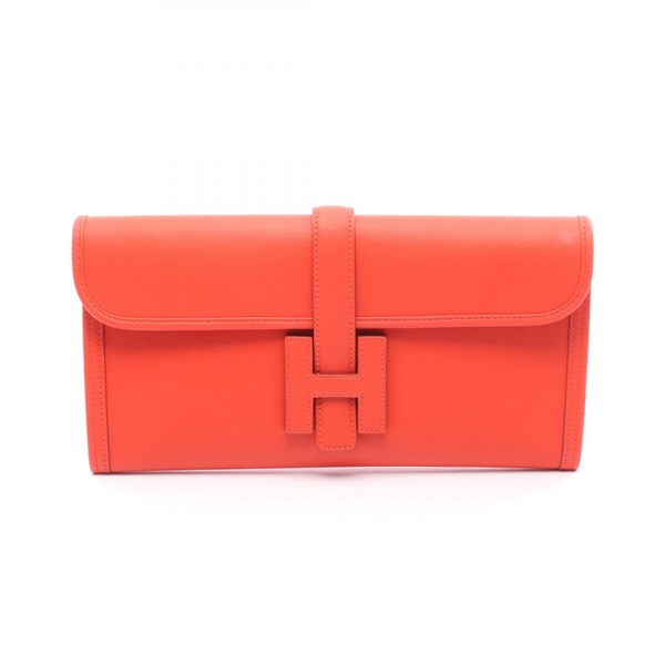 HERMES Jige Elan 29 Business clutch bag Swift leather Red Capucine Used Women T