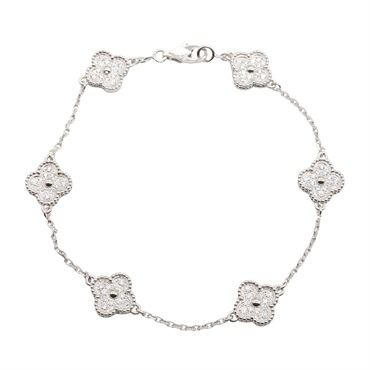 Van Cleef & Arpels Sweet Alhambra Bracelet Diamond 18KWG White Gold Used Women