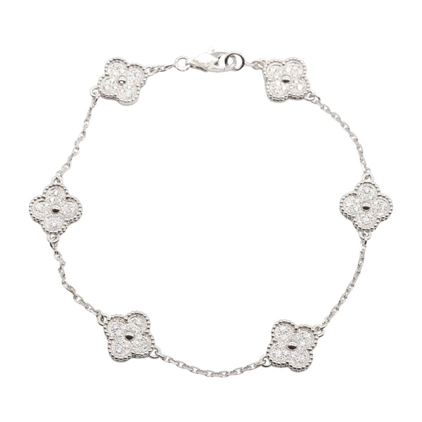 Van Cleef & Arpels Sweet Alhambra Bracelet Diamond 18KWG White Gold Used Women