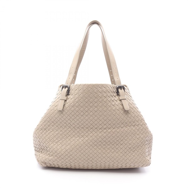 BOTTEGA VENETA Intrecciato L Shoulder Tote Bag leather Beige Used unisex