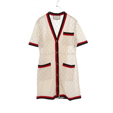 GUCCI Sherry line Dress 519346 cotton Beige Multicolor Used Women #40