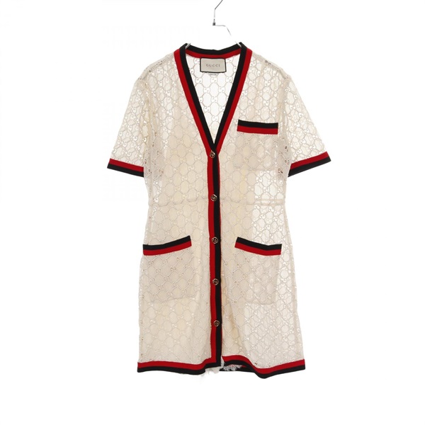 GUCCI Sherry line Dress 519346 cotton Beige Multicolor Used Women #40