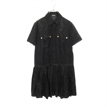 VERSACE Medusa Button Dress 1016415 Rayon silk Black #38 Used Women