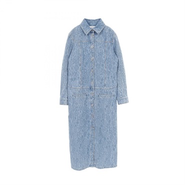 CHANEL Camellia Denim Dress with Buttons cotton Blue Size 42 Used Women