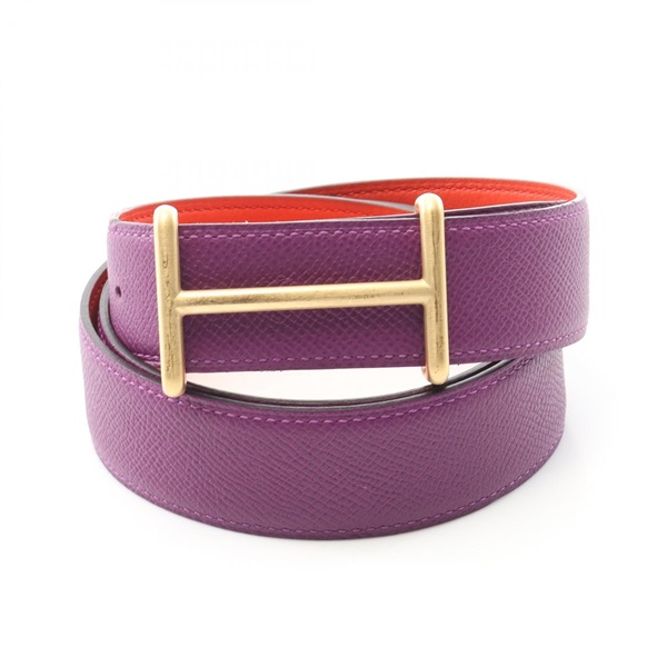 HERMES Belt Epsom leather Purple Red Used Women GHW R
