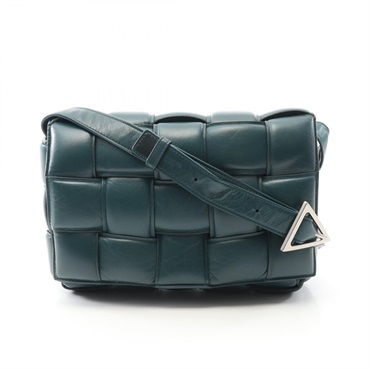BOTTEGA VENETA Padded Cassette Intrecciato Shoulder Bag leather Green Used Women