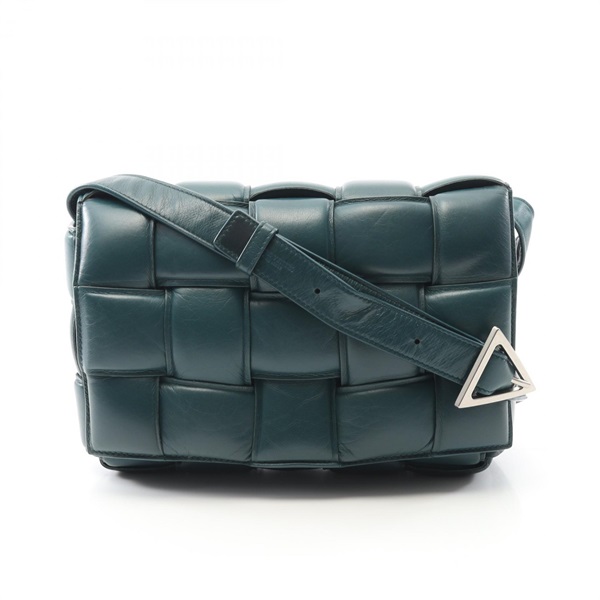 BOTTEGA VENETA Padded Cassette Intrecciato Shoulder Bag leather Green Used Women