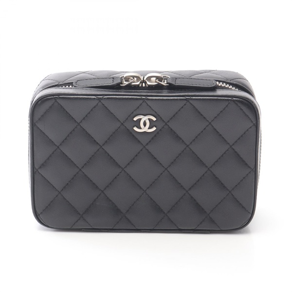 CHANEL Matelasse Jewelry Case Bag Lambskin Black Used Women SHW